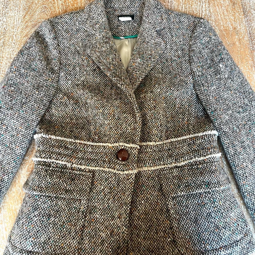 J. Crew Women's Wool Alpaca Tweed Blazer - Black and White 2 S Small